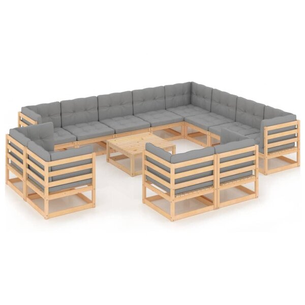 vidaXL Salon de jardin 13 Pièces avec coussins Bois de pin massif