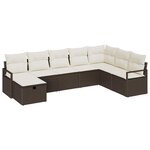 vidaXL Ensemble de canapé de jardin avec coussin 8 Pièces Marron et crème