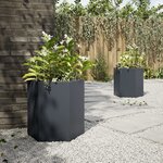vidaXL Jardinières 2 Pièces anthracite hexagone 46x40x45 cm acier
