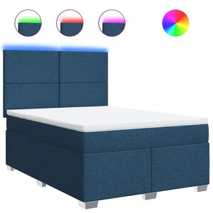 vidaXL Sommier à lattes de lit avec matelas Bleu 160x200 cm Tissu