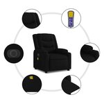 vidaXL Fauteuil inclinable de massage électrique Noir Tissu