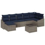 vidaXL Ensemble de canapé de jardin Gris et marine polyrotin
