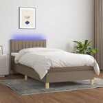 vidaXL Sommier à lattes de lit avec matelas LED Taupe 90x200 cm Tissu