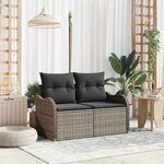 vidaXL Canapé de jardin avec coussin Gris 121 x 62 x 69cm polyrotin