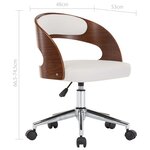vidaXL Chaise pivotante de bureau Blanc Bois courbé et similicuir