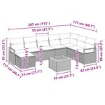 vidaXL Ensemble de Canapé de Jardin 9 pièces avec coussins beige en rattan synthétique.