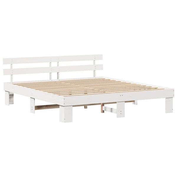 vidaXL Cadre de lit Blanc 200 x 200 cm Bois de pin massif