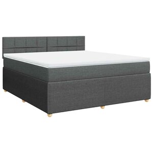 vidaXL Sommier à lattes de lit avec matelas Gris foncé 180x200cm Tissu