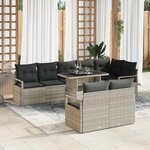 vidaXL Ensemble de canapé de jardin 9 Pièces Gris clair Poly rotin