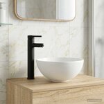 vidaXL Lavabo de salle de bain avec robinet et drain Noir Mat