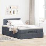 vidaXL Lit ottoman avec matelas et LED gris foncé 90x200cm