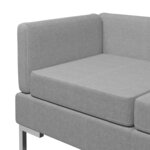 vidaXL Canapés d'angle sectionnels 2 Pièces et coussins tissu gris clair