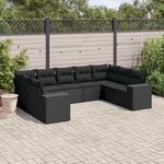 vidaXL Salon de jardin 9 Pièces avec coussins noir résine tressée