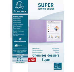 Paquet 100 chemises SUPER 210 - 24x32cm - Bleu vif EXACOMPTA