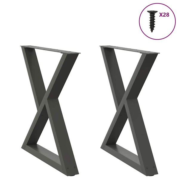 vidaXL Pieds de table à manger 2 pièces Anthracite 80 x (72-73 3) cm Acier