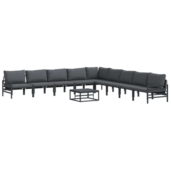 vidaXL Ensemble de canapé de jardin 10 Pièces Anthracite Acier