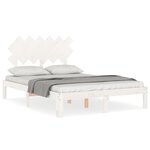 vidaXL Cadre de lit avec tête de lit blanc double bois massif