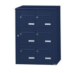 Bloc collectif leabox.com 2x3 grade 3 simple face Extérieur fixation murale Bleu Saphir RAL 5003 finition brillante