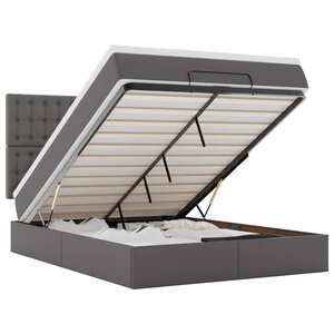 VidaXL Cadre de lit ottoman avec matelas gris 140x190 cm similicuir