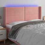 vidaXL Tête de lit à LED Rose 163x16x118/128 cm Velours
