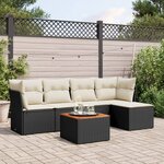 vidaXL Salon de jardin 6 Pièces avec coussins noir résine tressée
