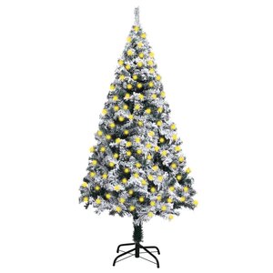 vidaXL Sapin de Noël artificiel pré-éclairé et flocons de neige vert