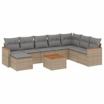 vidaXL Salon de jardin avec coussins 9Pièces mélange beige résine tressée