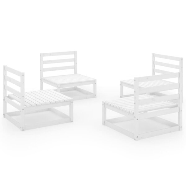 vidaXL Salon de jardin 4 Pièces Blanc Bois de pin massif