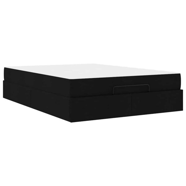 vidaXL Cadre de lit avec matelas Noir 140 x 190 cm tissu