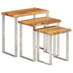 vidaXL Tables gigognes 3 Pièces avec bord vivant bois massif d'acacia