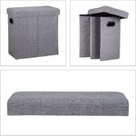 Tabouret banc banquette pouf de rangement pliable pliant 50 litres gris 13_0002776_3