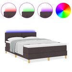 vidaXL Lit Box Spring avec Matelas & LED Marron Foncé 160x200 cm Tissu