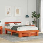 vidaXL Cadre de lit Marron cire 120 x 190 cm Bois massif en pin