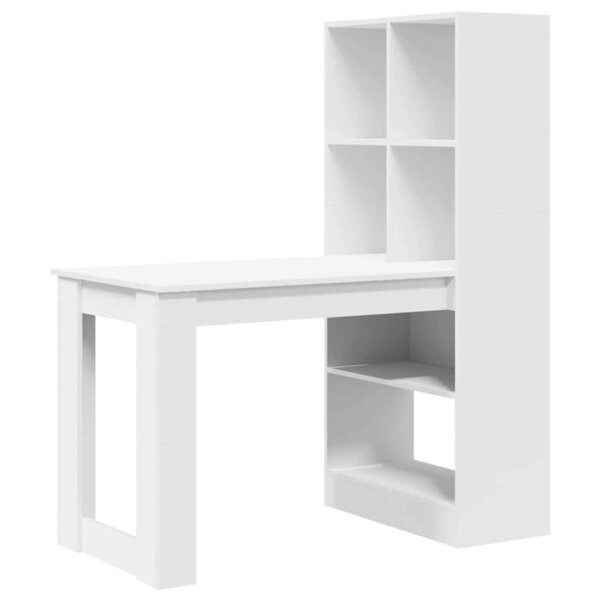 vidaXL Bureau avec étagère Blanc 122 x 67 x 145 cm Bois d'ingénierie