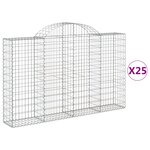 vidaXL Paniers à gabions arqués 25 Pièces 200x30x120/140 cm Fer galvanisé