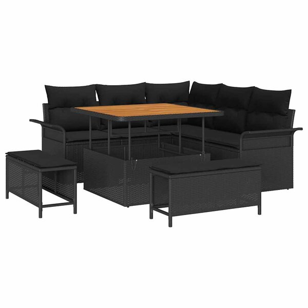 vidaXL Ensemble de canapé de jardin avec coussin 8 Pièces Noir