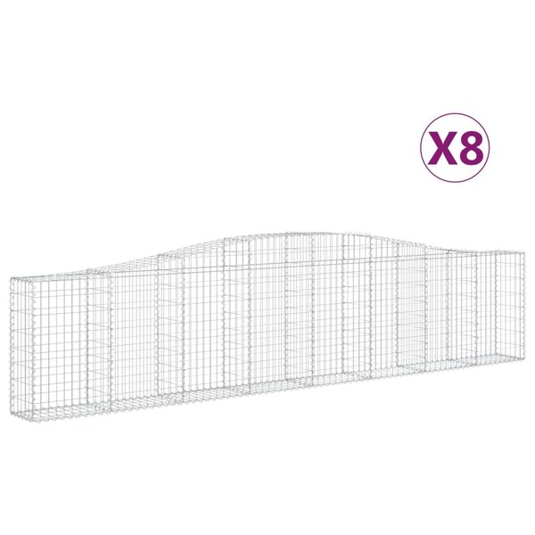 vidaXL Paniers à gabions arqués 8 Pièces 400x30x80/100 cm Fer galvanisé