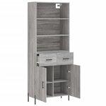 vidaXL Buffet haut Sonoma gris 69 5x34x180 cm Bois d'ingénierie