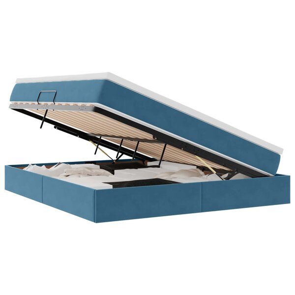 vidaXL Lit avec rangement et matelas Bleu foncé 160 x 200 cm Velours