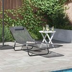 vidaXL Chaise longue pliante Gris 182 x 55 x 85 5 cm Textilène