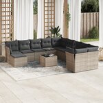 vidaXL Salon de jardin avec coussins 12 Pièces gris résine tressée
