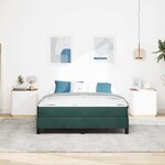 vidaXL Lit à ressorts avec matelas Vert foncé 160 x 210 cm tissu