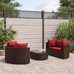 vidaXL Salon de jardin avec coussins 5 Pièces marron résine tressée