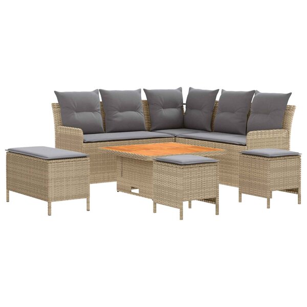 vidaXL Ensembles de meubles 7 Pièces Beige et Gris clair Rotin PE