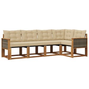 vidaXL Ensemble de canapés d'extérieur 5 pc Naturel et Beige