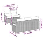 vidaXL Set de canapés de jardin 6 pièces avec coussins en poly rattan noir et en acacia