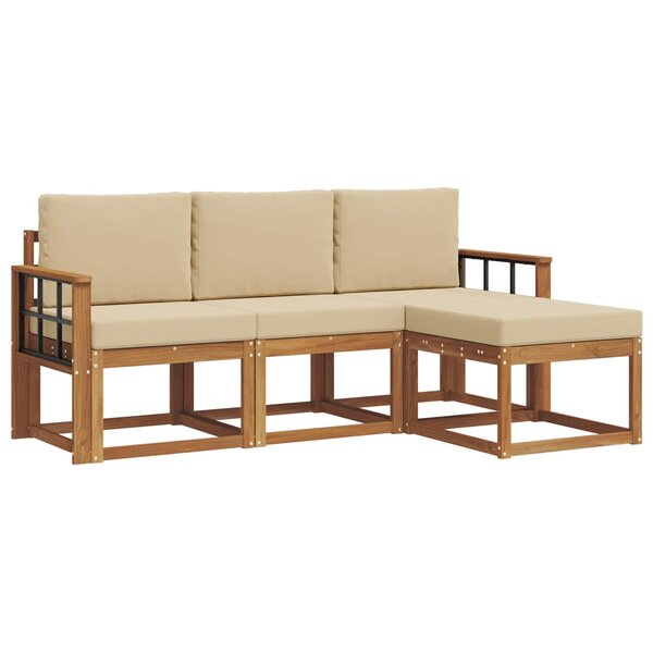 vidaXL Ensemble de canapés d'extérieur 4 pc Naturel et Beige