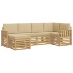 vidaXL Ensemble de canapés d'extérieur 6 pc Blanc et Beige Polyester