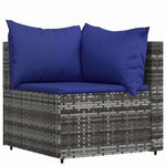 vidaXL Salon de jardin 4 Pièces avec coussins Gris Résine tressée