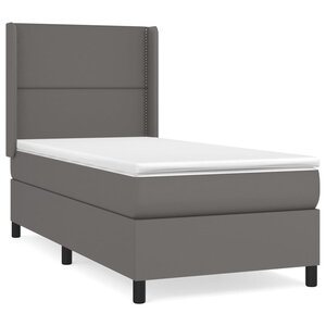 vidaXL Sommier à lattes de lit avec matelas Gris 90x190 cm Similicuir